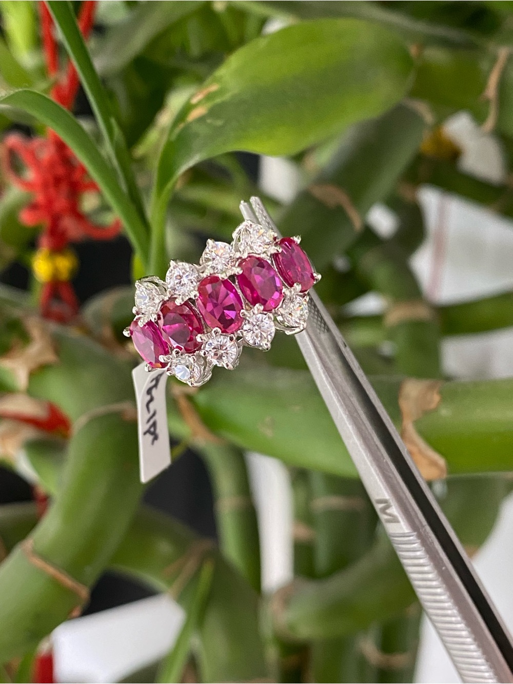 925 Sterling Silver Red And White CZ Ring